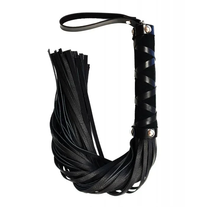 Rouge 21” Leather Flogger with Studs Black