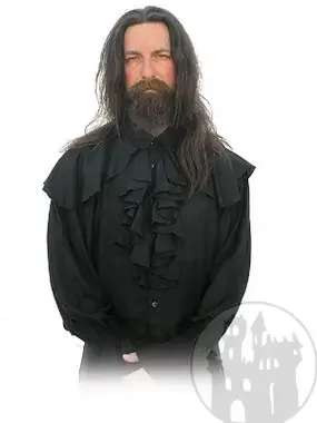Rüschenhemd mit Schulterapplikationen (Farbe Schwarz, Grösse S-M)