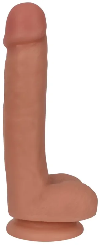 Schlanker Dildo mit Hoden und Saugfuß – 17 cm