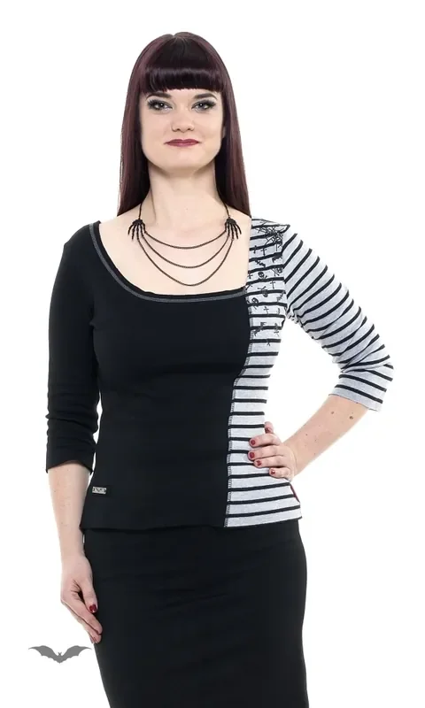 Schwarz-graues Shirt mit Streifen