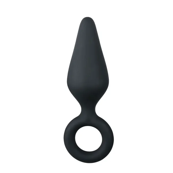 Schwarze Buttplugs mit Zugring – Mittlere Größe