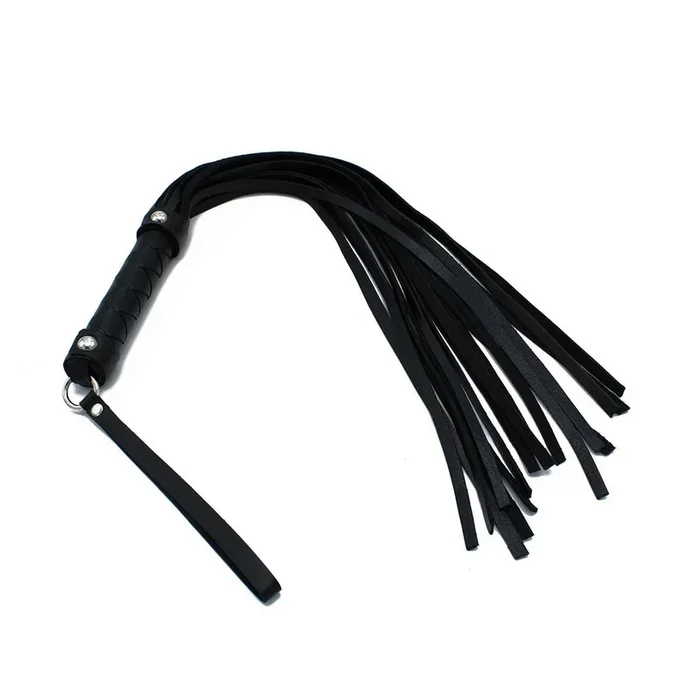 Schwarze Leder-Flogger mit geflochtenem Griff