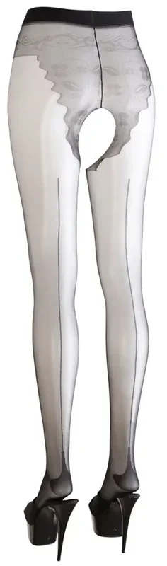 Schwarze Strumpfhose mit offenem Schritt