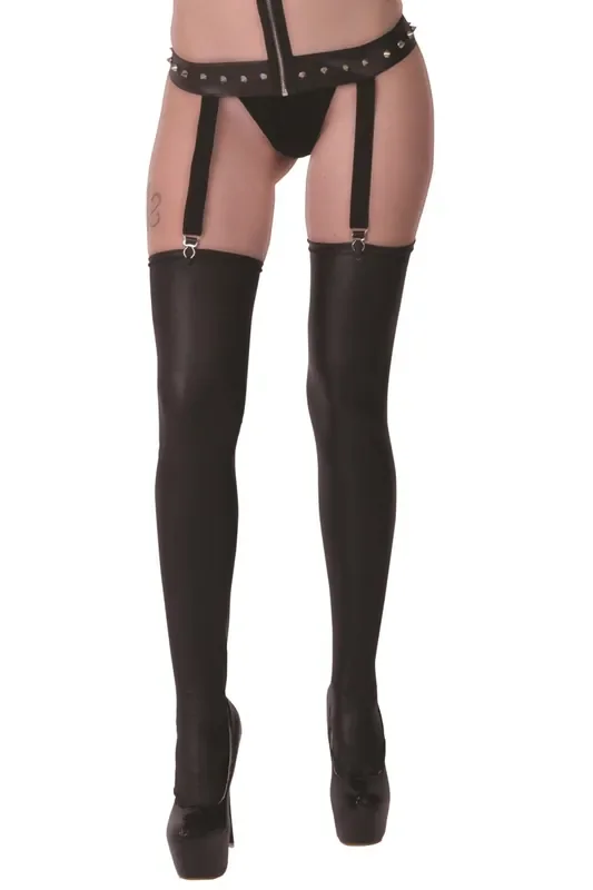 Schwarze Wetlook Strümpfe