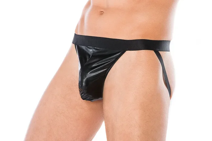 Schwarzer Jockstrap mit Wet-Look-Material