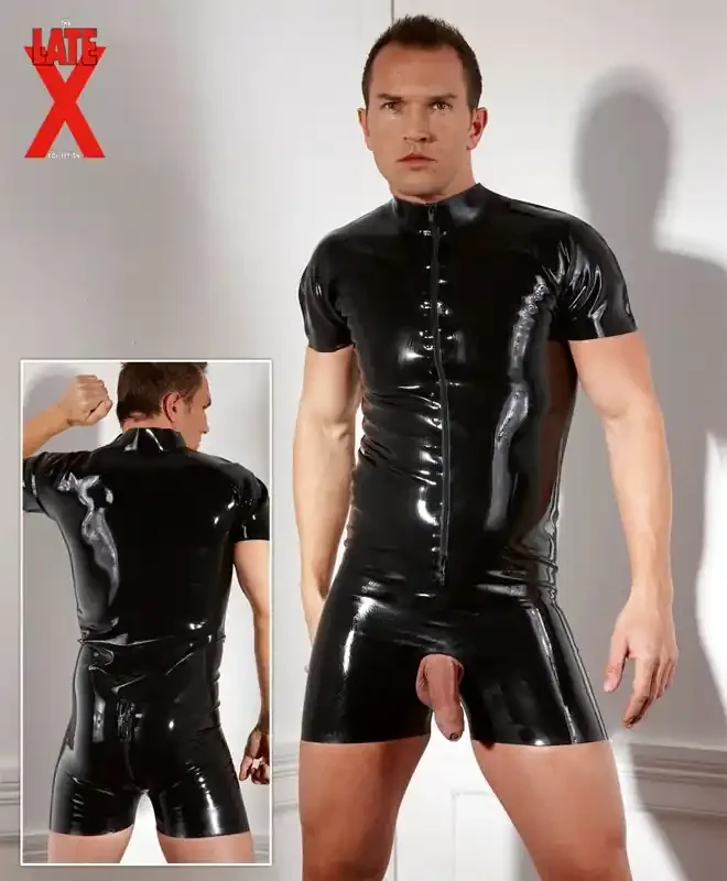 Schwarzer Latex-Kurzoverall