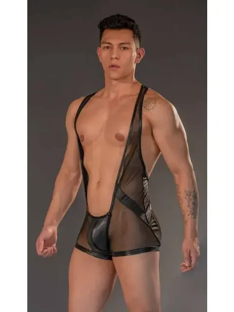 Schwarzer Mesh-Wrestler