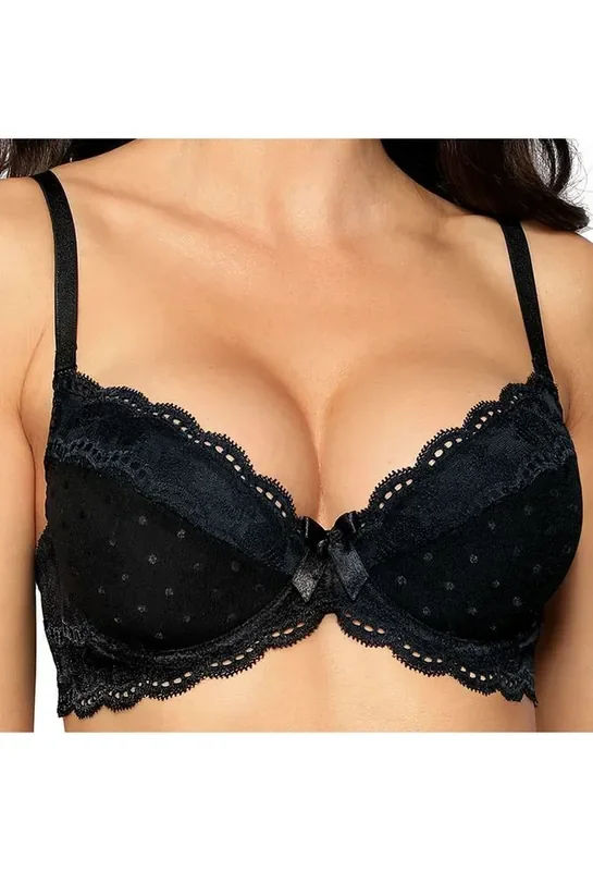 Schwarzer Push-Up BH mit Rüschendetails