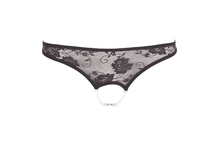 Schwarzer Rio-String mit Perlen