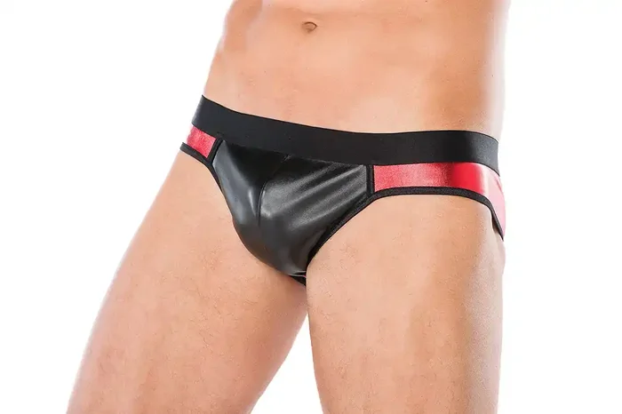 Schwarzer Wet-Look Slip