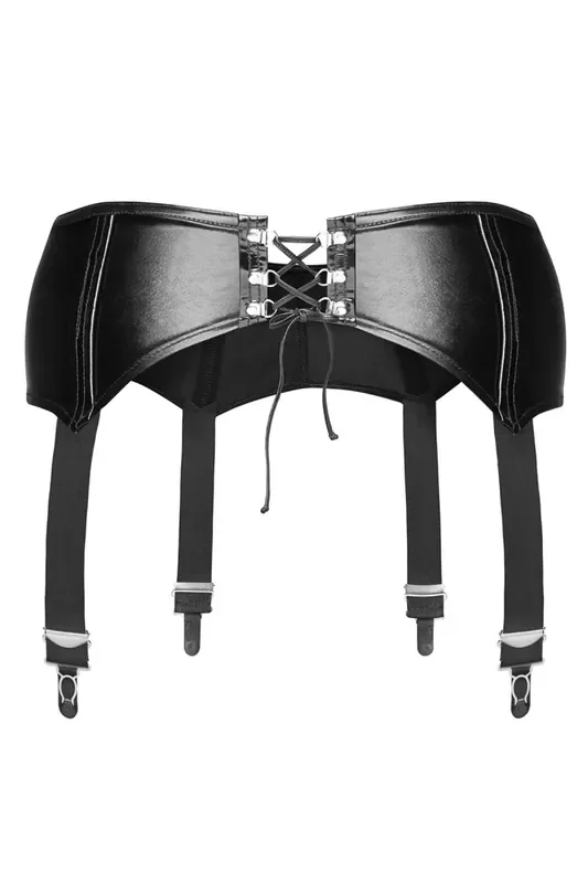 schwarzer Wetlook Strapsgürtel