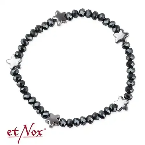 Schwarzes Perlenarmband mit Sternen