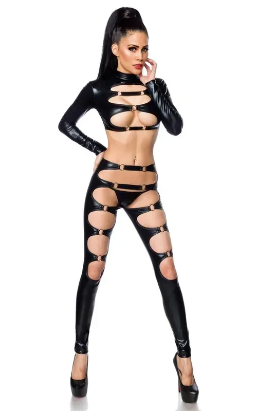 schwarzes Wetlook-Set