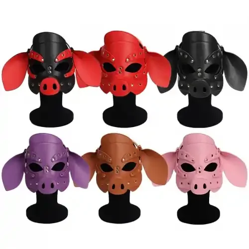 Schweine Maske (Farbe rot / schwarz)