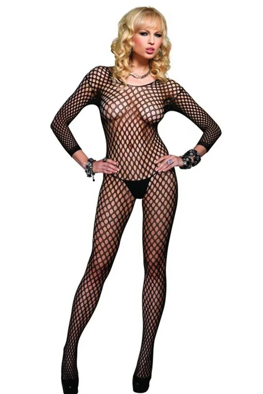 Seamless Long Sleeved Bodystocking in OS