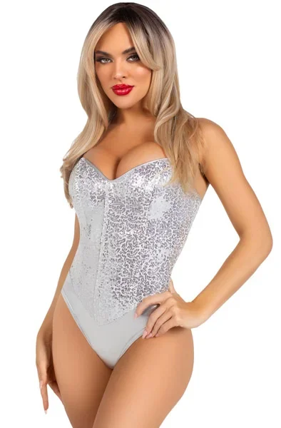 Sequin Korsagen-Body Silber