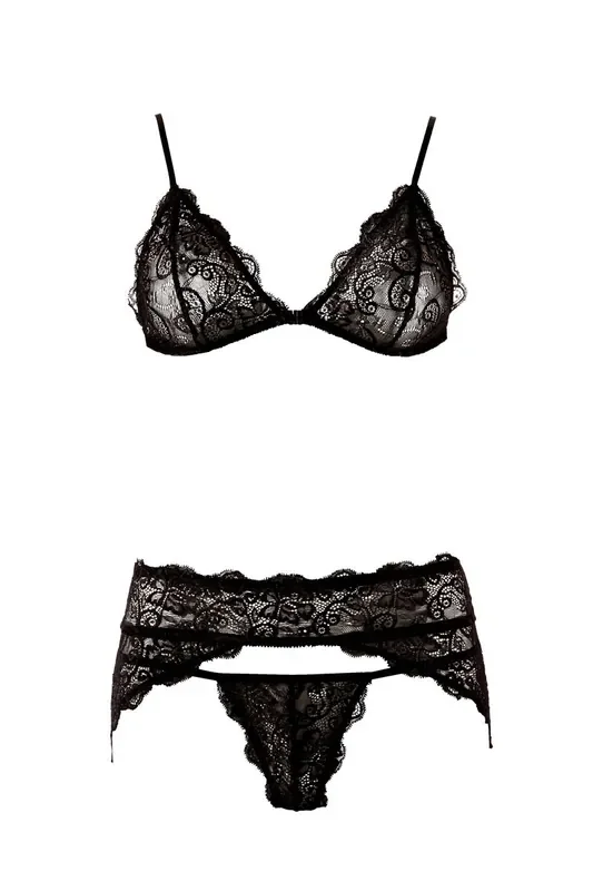 Set aus schwarzer Spitze
