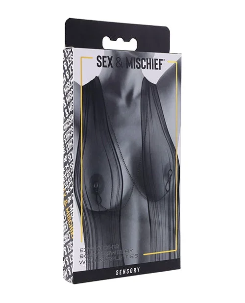 Sex & Mischief Ex’s & Oh’s Body Jewelry w/Nipple Ties-Black*