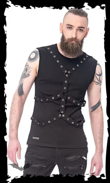 Shirt mit Ösenbesetzten Riemen
