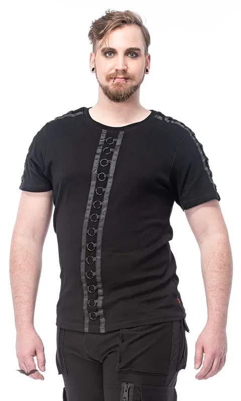 Shirt mit schwarzen Ringen an den Ärmeln und an der Vorderseite – Plussize
