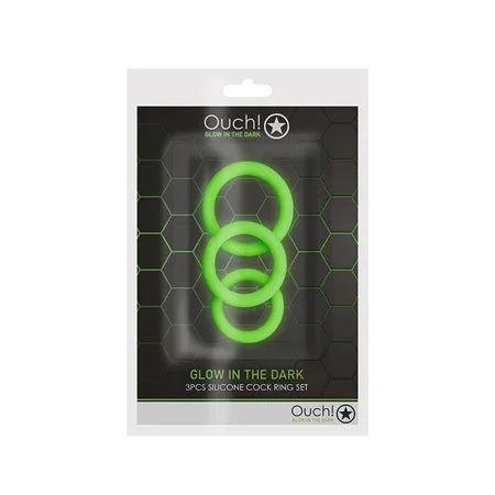 Shots Ouch 3 pc Cock Ring Set – Glow in the Dark