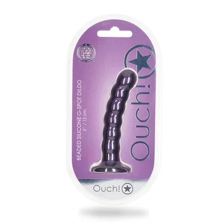 Shots Ouch 5′ Beaded G-Spot Dildo – Metallic Purple
