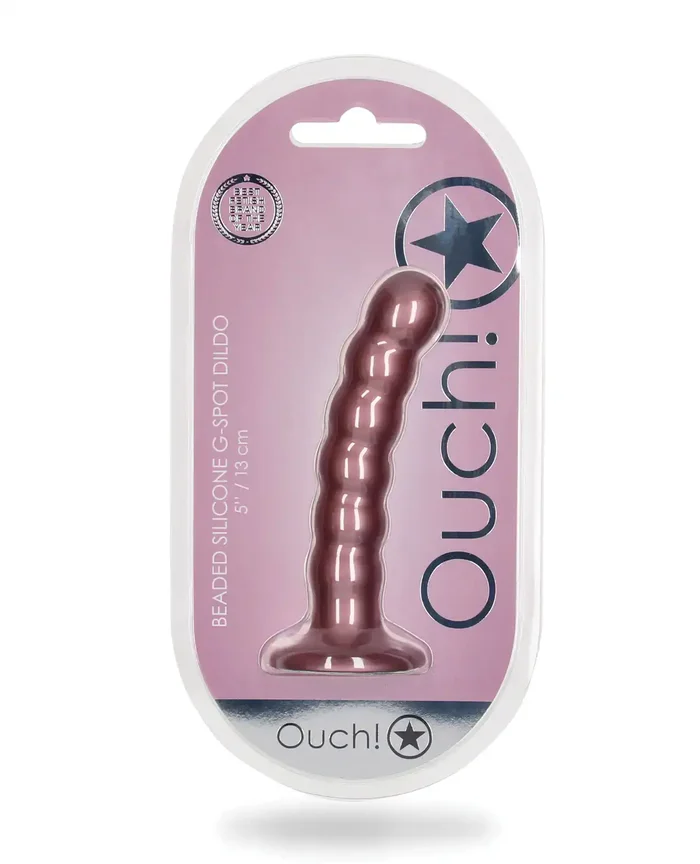 Shots Ouch 5″ Beaded G-Spot Dildo – Rose Gold