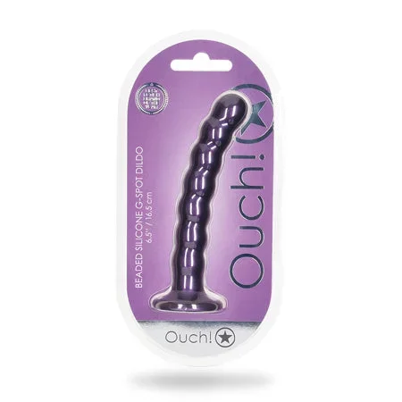 Shots Ouch 6.5′ Beaded G-Spot Dildo – Metallic Purple