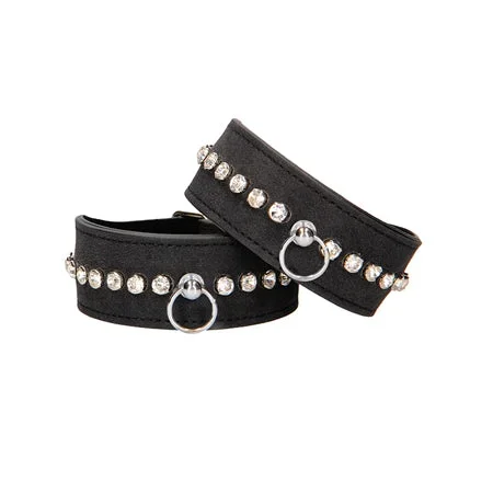 Shots Ouch Diamond Studded Wrist Cuffs – Black