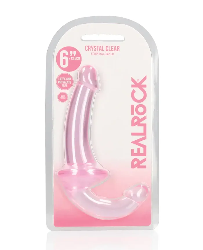 Shots RealRock Crystal Clear 6″ Strapless Strap-On – Pink