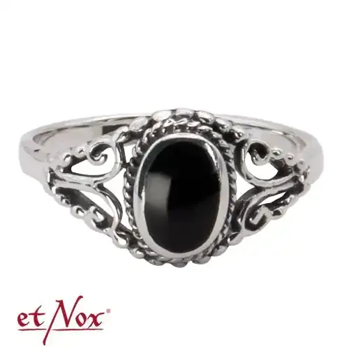 Silberring Black Ornament‘ mit Onyx