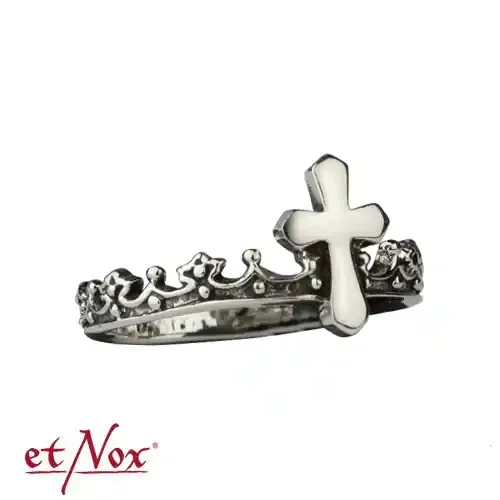 Silberring Kreuz und Krone