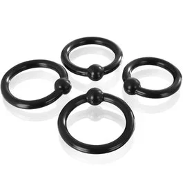 Silicone Series – Head Glans Ring 4-pack – Eichelring Set mit Kugel – black