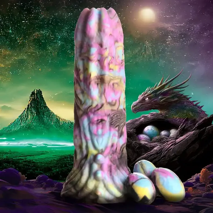 Silikondildo mit Eiern ‘Drachenbrut‘