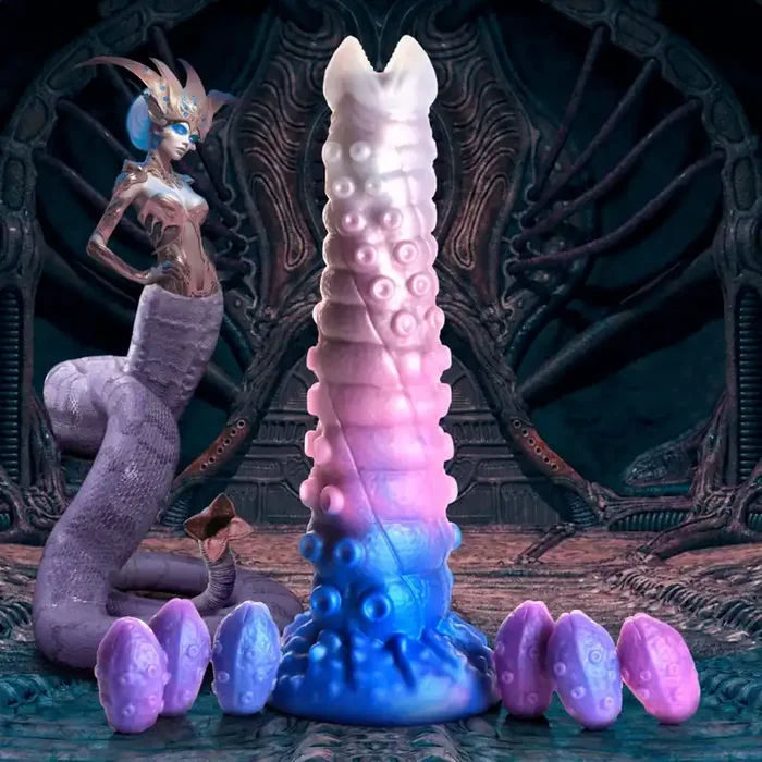 Silikondildo mit Eiern ‘Tentakelkönigin‘