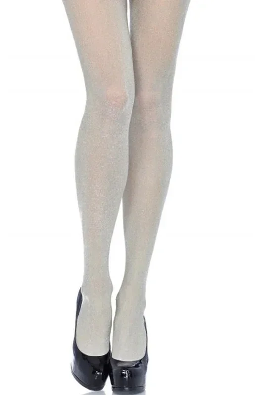 Silver Glitter Tights in OS