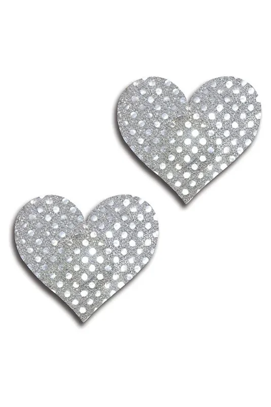 Silver Shiny Dot Heart Pasties in OS
