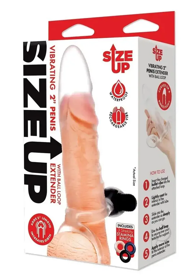 Size Up Clear View Vibrating Penis Extender 2″