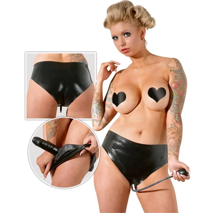 Slip aus Latex mit aufblasbarem Dildo