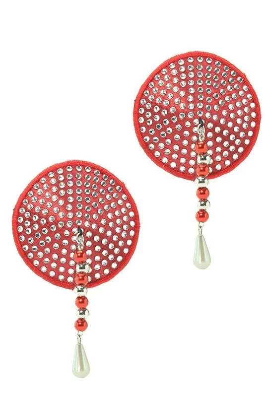 Small Round Crystal Nipple Covers in Red