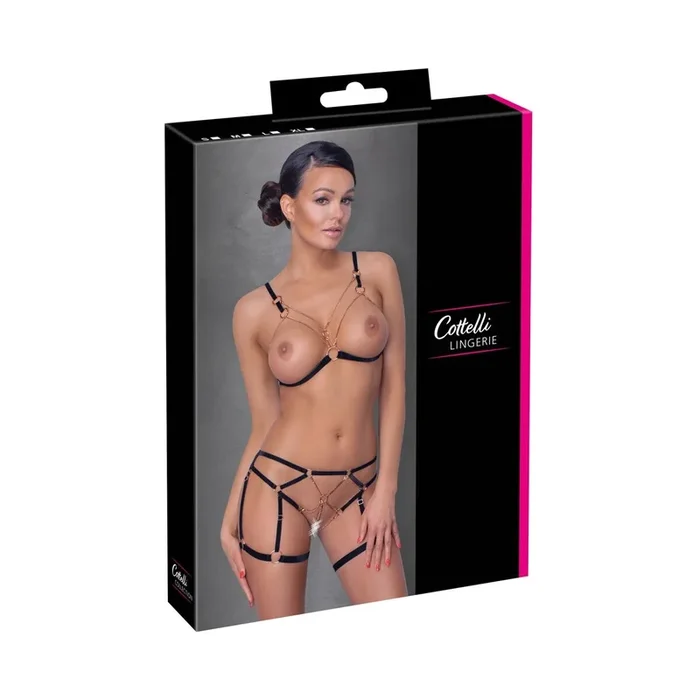 Soft-BH & Slip ouvert im Bondage-Style – Schwarz – Größe M