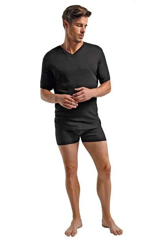Soft Black Rib Knit T-Shirt in S