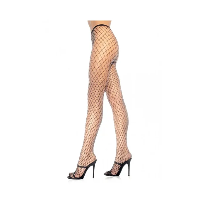 Spandex Diamond Panty Hose O/S Black