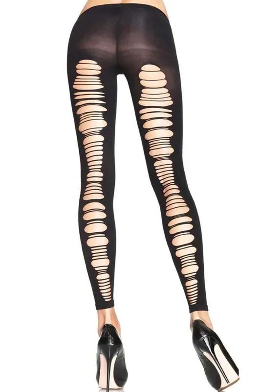 Spandex Shredded Back Footless Tights in OS