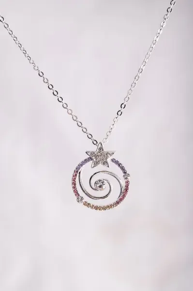Spiralenstern Anhänger mit bunten Kristallen