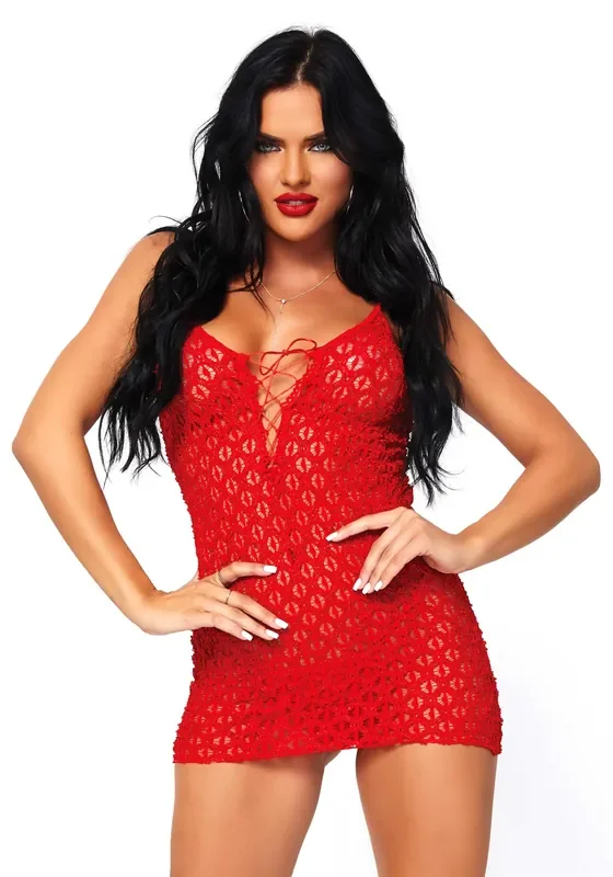 Spitzen Minikleid mit Frontschnürung