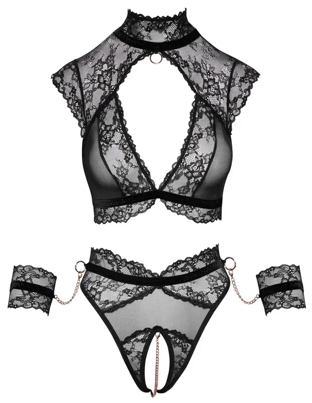 Spitzen-Set mit abnehmbaren Fesseln Cottelli BONDAGE