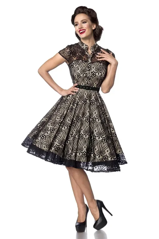Spitzenkleid mit ausgestelltem Rock