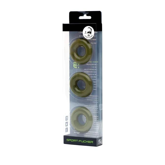 Sport Fucker Chubby Cockring Pack of 3 – Army Green