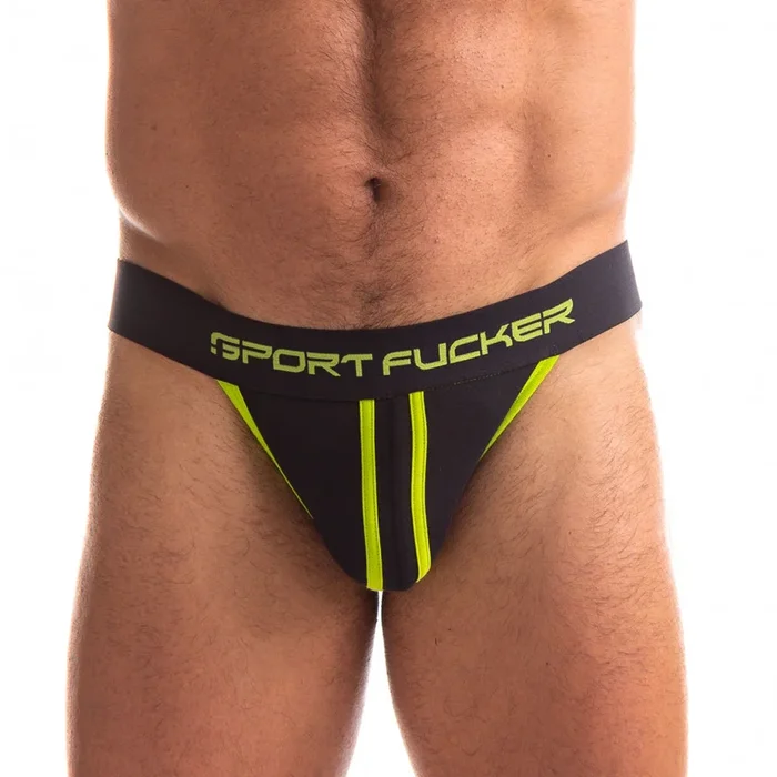 Sport Fucker Jersey Jock Black/Green Lg